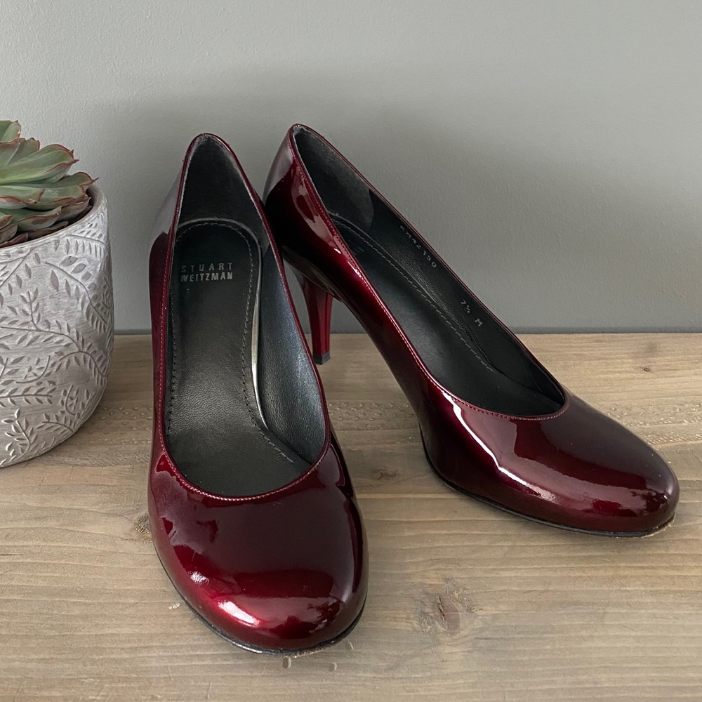 Stuart Weitzman Burgundy Red Patent Heels